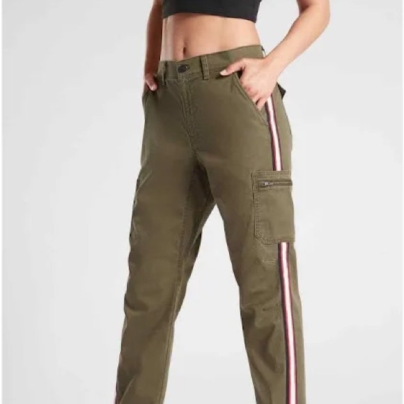 Athleta women khaki stripe pants size 4 - Picture 1 of 4